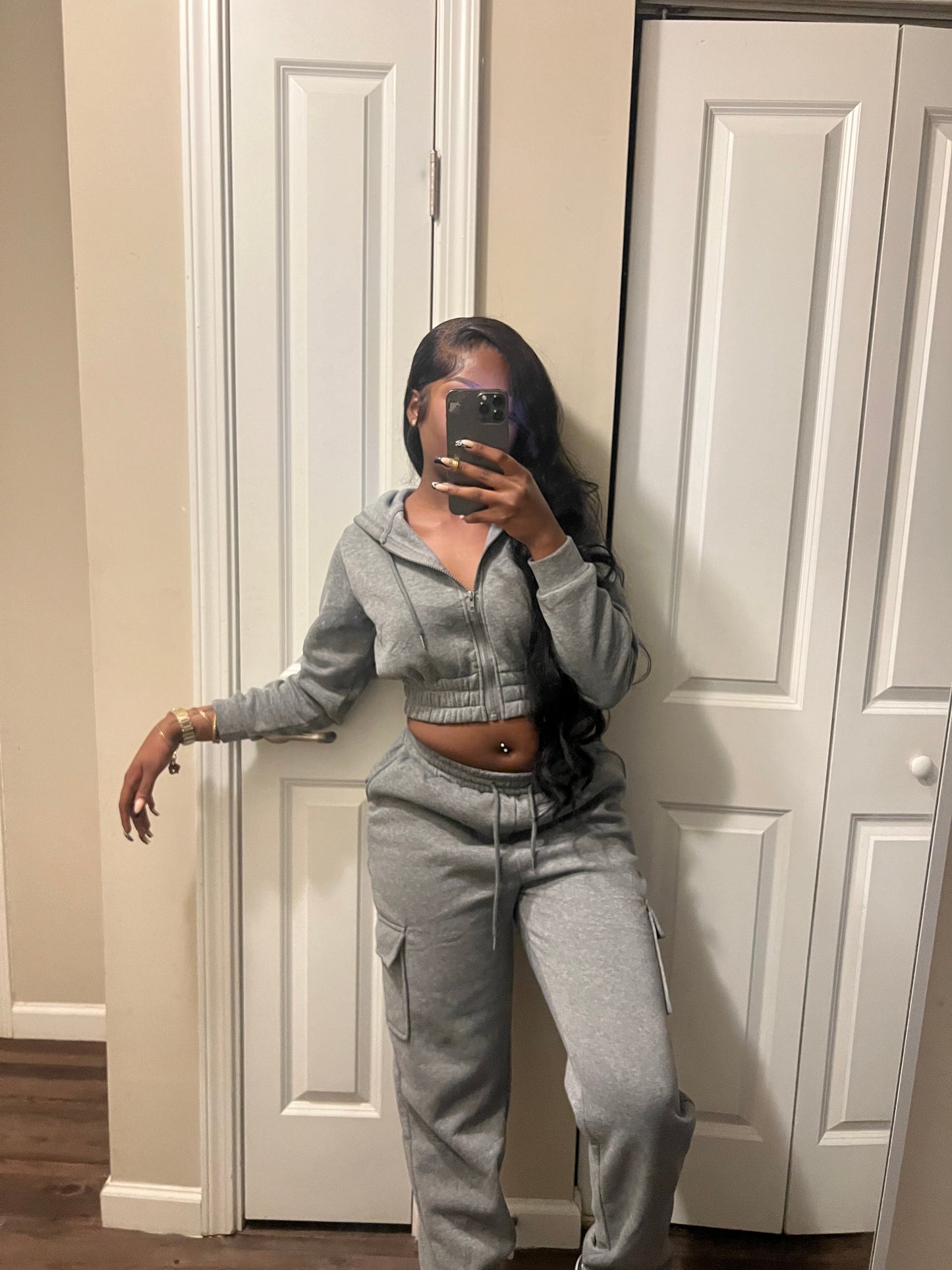 Cropped Cargo Jogging Set