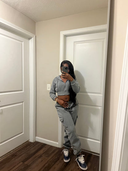 Cropped Cargo Jogging Set